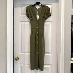 Olive green mock-button up dress